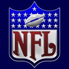 the nfl logo on a blue background with stars and an american football ball in the center