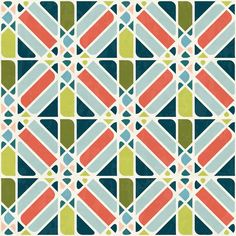 an abstract geometric pattern in blue, green and red