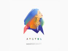 a woman with long hair and colorful geometric shapes