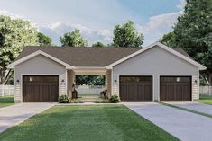 a two car garage is shown in this rendering