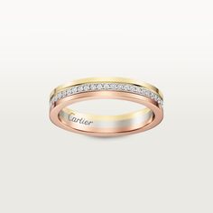 Cartier - Vendôme Louis Cartier Wedding Band - Ring Woman Gold/White gold/Pink gold - Vendôme Louis Cartier Wedding Band, rose gold (750/1000), 18K white gold (750/1000), 18K yellow gold (750/1000), set with 53 brilliant-cut diamonds totaling 0.23 carats. Width: 3.5 mm (for size 52). Please note that the carat weight, number of stones and product dimensions will vary based on the size of the creation you order. For detailed information please contact us. Cartier Wedding Band, Cartier Wedding Bands, Band Rings Women, Trinity Ring, White Gold Wedding Bands, Rose Gold Wedding Bands, White Gold Band, Cartier Ring, Gold Wedding Band