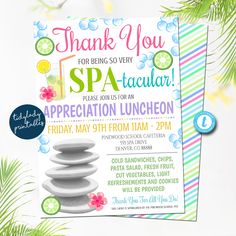 a thank card for spa - tacular appreciation luncheon