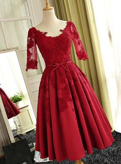 Any things please feel free to contact to us: WeddingPromDresses@outlook.com ******* Product Detail******* Fabric:Satin Product Number: #U9SG Color:Red Hemline:Tea Length Neckline:Round Making time:2-3 weeks, Shipping time: 3-5 Days Custom size/color, Rush Order is available, and no extra cost. ******* Custom Measurements******* For better fitting, You can leave us the following information in the order notes when you check out, and please have a look our measuring guide at first: : Bust: ______ Style Party Dress, Dress Tea Length, Wedding Toast, Dress Engagement, Bow Fashion, Lace Bridesmaids, Evening Dresses With Sleeves, Wedding Toasts, Midi Dress Style