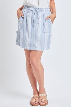 Introducting our new Women's Linen Cargo Skort. Wear it to the beach or out exploring on vacation. Features drawstring waistband, lined with built in shorts, front porkchop pockets, and side cargo pockets. Measurement (Based on size M) - Total Front Length: 17” - Total Outseam: 18” - Sweep: 47” Composition (Skirt) - 52% Linen/ 48% Viscose Composition (Lining) - 95% Polyester/ 5% Spandex - Machine wash cold. - Model is wearing a size S. • Fit: Straight, size down for a more snug fit. • Rise: ... Cotton Bottoms With Gathered Waist For Day Out, Breezy Bottoms With Elastic Waistband For Day Out, Relaxed Fit Beach Bottoms With Banded Waist, Casual Bottoms With Gathered Waist For Day Out, Casual Bottoms With Banded Waist For Beach, Casual Bottoms With Drawstring Tie, Casual Summer Bottoms With Gathered Waist, Spring Vacation Bottoms With Drawstring Tie, Casual Beach Bottoms With Banded Waist