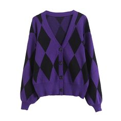 Style: commuting Size: S M L Color: Purple Luna Costume, Casual Cardigan Sweater, Lantern Sleeve Sweater, Purple L, Purple Cardigan, Knitting Women Cardigan, Long Sleeve Knitted Cardigan, Purple Outfits, Long Sleeve Knit Sweaters