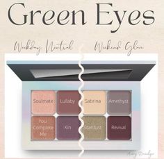 Everyday Eyeshadow For Green Eyes, Eyeshadow Combinations, Green Eyes Makeup, Eye Colours