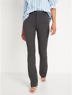 Online exclusive! The Pixie pants you love, now in a more comfortable fit & fabric ✨ Contoured high-rise waistband, with built-in belt loops.  Concealed double hook-and-bar, button, and zip fly.  Diagonal hip pockets at front, with decorative welt Gray Pixie, Pixie Pants, Perfect Pant, Grey Pants, Old Navy Women, Navy Pants, Bottom Clothes, Pants Outfit, Belly Button