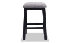 a black stool with a gray seat