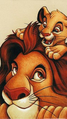 the lion and the mouse are hugging each other's heads, with one being hugged by another