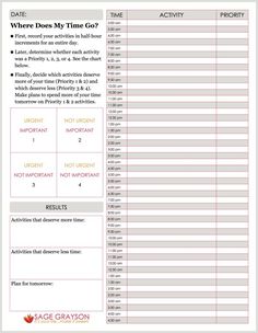 a printable worksheet with the words where does my time go? on it