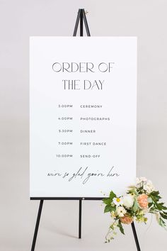 Order of events ceremony sign white lily roe co Wedding Exits, Order Of The Day, Ceremony Signs, Wedding Signage, Big Day, Wedding Signs, Perfect Wedding, Wedding Decorations, Lily