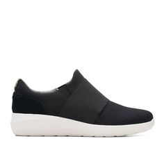 A sleek, flexible elastic band strap gives this modern sneaker a fast and easy fit. Its chic upper is crafted from premium textiles, and its lightweight EVA outsole provides long-lasting durability without adding bulk. As an Ultimate Comfort style, it benefits from full-length cushioning and an impact-absorbing Ortholite footbed. Size: Women 7.5.  Color: Black.  Gender: female.  Age Group: adult. Low-top Slip-on Sneakers With Arch Support, Slip-on Low-top Sneakers With Arch Support, Black Sporty Slip-ons With Removable Insole, Black Modern Slip-on Sneakers With Cushioned Footbed, Black Synthetic Sporty Slip-ons, Slip-on Synthetic Sneakers With Arch Support, Sporty Nylon Slip-on Sneakers, Black Slip-on Tpr Sneakers, Functional Low-top Slip-on Sneakers With Arch Support