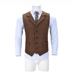 20% Wool / 80% Polyester Plaid Notch Lapel 2 Real Flap pocket Single Breasted 5 Buttons Satin back Back metal elastic adjustment buckle Full lined Machine wash / Hand wash Color or size customization please note in the order Herringbone Vest, Double Breasted Waistcoat, Tweed Waistcoat, Tweed Vest, Party Jackets, Herringbone Blazer, Suede Blazer, Green Vest, Plaid Vest