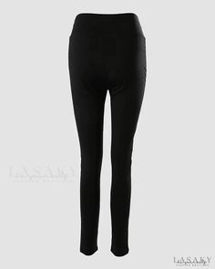 Lasaky - PU Leather High Waisted Skinny Pants Stretch Bottoms With Pockets For Night Out, Tight High-waist Pants, Stretch Pants With Pockets For Night Out, Solid Tight Party Pants, High Rise Elastic Waistband Stretch Pants, Stretch Leggings With Pockets For Night Out, Chic Stretch Leggings With Pockets, Tight High Rise Bottoms With Elastic Waistband, Solid Tight Party Bottoms