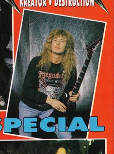 an advertisement for a rock band called special featuring the singer and guitarist, from left to right