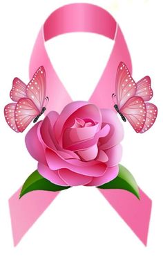 a pink rose with two butterflies on it and a ribbon in the shape of a butterfly