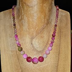 Another Great Watermelon Jade.. Smaller Beads Than My Other Listing.. Each Bead Is Faceted To Bring Out The Luster Of The Jade.. Pink To Light Green Beads.. Sits About 18 Inches With A Extended Chain.. Steel Lobster Claw Clasp Pink Rondelle Single Strand Necklace, Pink Single Strand Rondelle Necklace, Pink Round Single Strand Jewelry, Pink Single Strand Round Jewelry, Pink Rondelle Single Strand Beaded Necklace, Pink Rondelle Jewelry, Bohemian Pink Crystal Necklaces With Faceted Beads, Pink Bohemian Crystal Necklace With Faceted Beads, Bohemian Pink Crystal Necklace With Faceted Beads