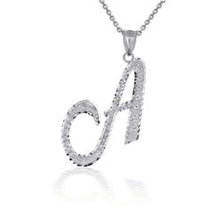 Description: 925 Sterling Silver Cursive Initial Letter A Pendant Necklace Item No.: H794* Metal Type: 925 Sterling Silver With Stamped 925 Metal Color: Silver Measurement: Pendant's Height With Bale: 1.4 In Width: 0.76 Inch (18.2 Mm) Available In Any Letter From A-Z Rolo Chain Available In 16", 18", 20", 22" Note: Made To Order. Please Allow 7-10 Days To Be Shipped. Letter A Necklace Silver, Silver Pendant Initial Necklace In Fine Jewelry, Silver Round Initial Necklace For Formal Occasions, Classic Silver Initial Necklace For Formal Occasions, Classic Silver Initial Necklace With Diamond Accents, Classic Sterling Silver Initial Necklace With Diamond Accents, Silver Sterling Silver Initial Necklace, Silver Initial Pendant Necklace Fine Jewelry, Silver Fine Jewelry Necklace With Initial Pendant