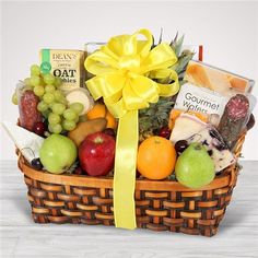 a basket filled with lots of different types of fruit