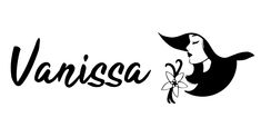 the word vanissa written in black and white with a woman's face on it