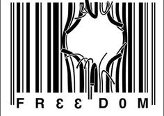 a bar code with the words freedom on it