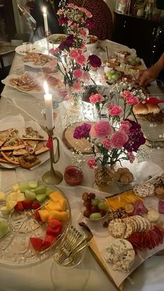 a long table filled with lots of food