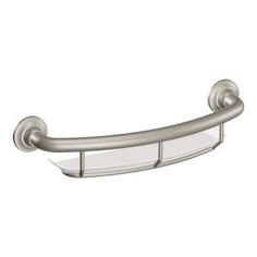 an image of a stainless steel toilet paper holder with clear glass shelves on the side