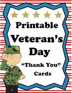 a veterans day thank card with the words printable veteran's day on it