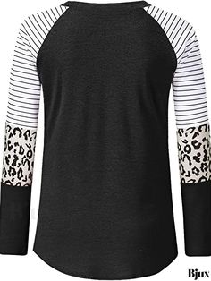 Bjux - Womens Plus Size Long Sleeve T-shirt with Leopard and Striped Print, featuring a Slight Stretch and Round Neck for Casual Style Mesh Long Sleeve Top, Mesh Long Sleeve, Plus Size Shorts, Stripes Pattern, Round Neck, Casual Style, Short Sleeve Tee, Long Sleeve Tees, Long Sleeve Tshirt