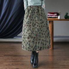 Details: Gender: Women Item Type: Skirt Material: Cotton Linen Season: Spring, Autumn, Winter Pattern: Print Style: Casual, Loose, Retro Waist Type: Elastic Waist Size: One Size Waist: 66.00 - 106.00 cm/ 25.98 - 41.73 " Length: 81.00 cm/ 31.89 " Hip: 136.00 cm/ 53.54 " Winter Quilts, Retro Print, Linen Skirt, Green Skirt, Retro Prints, Vintage Cotton, Cotton Style, A Line Skirts, Cotton Linen