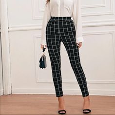 Nwt. Never Worn. Super Cute Plaid Skinny Pants From Shein! Very Versatile, Can Be Dressed Up Or Down. Comes In Original Packaging. Let Me Know If You Have Any Questions Pants From Shein, Two Piece Romper, Silver Jumpsuits, Plaid Pant, Sheer Pants, Girl Sweat, Ruched Leggings, Pocket Sweatpants, Printed Flare Pants