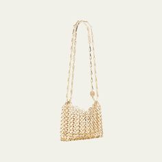 Paco Rabanne "Iconic" link-chain mini shoulder bag. Chain top handle. Shoulder strap loops through rings. Dipped open top. Unlined interior. Imported. Gold Chain Link Shoulder Bag For Formal Occasions, Elegant Gold Chain Link Shoulder Bag, Formal Shoulder Bag With Gold Chain Link, Formal Shoulder Bag With Gold Chain, Gold Chain Link Evening Shoulder Bag, Elegant Bags With Double Chain And Chain Link Shape, Formal Chain Link Shoulder Bag With Chain Details, Gold Chain Link Shoulder Bag For Party, Modern Shoulder Bag With Chain Strap