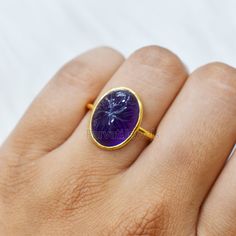 SKU - PJRI-04 Stone -  Amethyst  Stone Size - 12x16 mm Total Weight - 3.10Grm Metal - 14K & 18k Solid Gold  Handmade = yes Marked = yes  Can be Personalized = Yes, we can make this ring in any stone of your wish. stone type = Rare Metal - 14K & 18k Solid Gold Handmade = yes For wholesale and custom orders please contact us. thanks for visiting at my shop. For wholesale and custom orders please contact us. thanks for visiting at my shop. We use only top-grade, full-cut Stones and gemstones for ma Yellow Topaz Ring, Oval Amethyst Ring, Handmade Gold Ring, Natural Ruby Ring, November Birthstone Ring, Solid Gold Charms, Turquoise Charm, Amethyst Ring Engagement, Gold Rings Jewelry