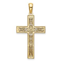 Product Specification Feature Solid Finish Polished Jewelry Type Pendants & Charms Manufacturing Process Casted Material Gold Material Color Two-Tone Material Purity 14K Pendant/Charm Type Themed Plating Rhodium Product Type Jewelry Sold By Unit Each Texture Diamond-cut Gold Cross Necklace, White Crosses, Gold Cross, Polish Jewelry, Selling Jewelry, Manufacturing Process, Diamond Cut, Gold Material, Cross Pendant