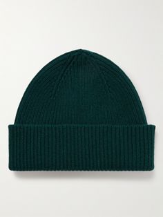 DESIGNED BY MR PORTER. Mr P. designs for those who appreciate quality, style and substance. A cold-weather essential, this ribbed beanie is knitted using soft 'Lamaine' wool sourced from heritage Scottish label Todd & Duncan. Beanie For Men, Mr P, Common Projects, Notes Design, Wool Beanie, Green Wool, Mr Porter, Cold Weather, Fashion News