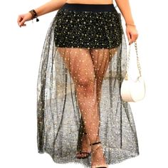 Beautiful Plus Size Shiny Pattern Mesh Skirt, Casual Elastic Waist Maxi Skirt 2x Can Also Be Worn As A Coverup Mesh Maxi Skirt, Skirt Casual, Mesh Skirt, Casual Skirts, Maxi Skirt, Elastic Waist, Womens Skirt, Cover Up, Mesh