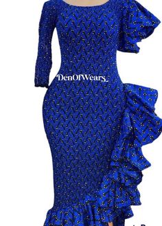 Blue African Print Smocked Ankara Gown. Elastic Gown . African - Etsy African Women Fashion, Blue African Print, Gown Ankara, Women Fashion Dress, Ankara Gown, Ankara Dresses, Dress African, African Print Dress, African Fashion Women