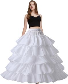 PRICES MAY VARY. 【Premium Material】 The 4 layers 5 ruffles petticoat skirt is made of high quality polyester fabric,with adjustable elasic waistband for comfortable fit. 【Petticoat Shape】 The Petticoats for women has 4 Strong Hoops 5 layers tulle that make your dress in Full A-Line Shape,which looks very bigger and puffy,making you be the most graceful in the crowd. 【Petticoat Size】 The elastic high waist of the Petticoat is adjustable, Stretch range is 24.5"-36.5", the hoop skirt Floor Length i Puffy Layered Dress, Wedding Dress Petticoats, Size 16 Wedding Dress, Ball Gown Black, Wedding Dress Petticoat, Ball Gown Princess, Petticoat Skirt, Wedding Dress Ball Gown, Gown Princess