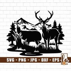 an image of deer in the woods svg dxf eps png example