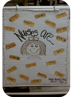 a sign that says nurses are nice and has yellow stickers all over the board