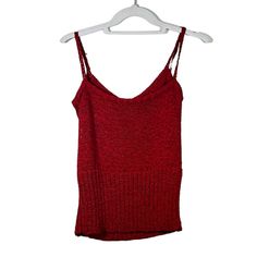 Elevate Your Summer Wardrobe With This Gorgeous Red Crocheted Spaghetti Strap Blouse By Milano. The Top Features A Solid Pattern A Pullover Closure, And A Sleeveless Design. It's Perfect For Any Casual Or Travel Occasion, Whether You're Exploring The City Or Lounging On The Beach. Hand Wash Only, This Regular Fit Tank Is Made Of 100% Polyester With A Crochet Fabric Type. The Blouse Is Brand New And Not Vintage, Ensuring You Get A Fresh And Contemporary Look. This Garment Is Perfect For The Sprin Red Fitted Casual Camisole, Red Spaghetti Strap Camisole Casual Style, Red Casual Camisole With Spaghetti Straps, Casual Red Spaghetti Strap Top, Red Spaghetti Strap Tops, Casual Red Top With Spaghetti Straps, Red Casual Cami Top, Red Cotton Camisole Top, Casual Red Cami Top