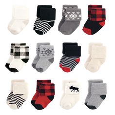 Hudson Baby socks are ideal baby socks for everyday wear with cotton-rich fabric that are soft and comfortable on your baby's tiny little feet. Our stretchable design makes for proper fit and no fuss dressing. Made with soft, cushy fabric, our socks are a great addition to your little one's outfit. Plaid Moose, Essentials Set, Infant Boy, Sock Booties, Boy Stuff, Baby Unisex, Hudson Baby, Themed Room, Clothes Shopping