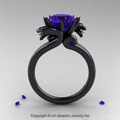 Modern Dragon 14K Black Gold 3.0 Ct Tanzanite Designer Engagement Ring R601-14KBGTA Dragon Ring Engagement, Modern Dragon, Art Masters, Ruby Jewelry, Sapphire Engagement, Engagement Rings Sapphire, Tanzania