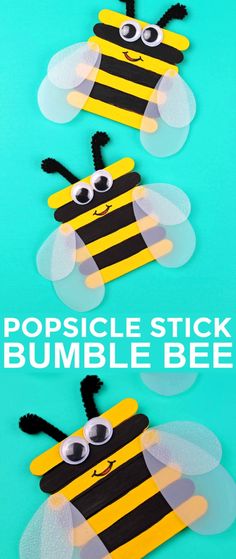 popsicle stick bumble bee craft for kids to make with construction paper and glue