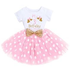 Idea Vogue Choice: Lovely cute and pretty baby girls summer 3rd birthday party fluffy tulle tutu dress, and match with sequin bowknot headband, adorable little pretty outfits clothes set, your angel baby princess will be best beautiful and attractive!!!  Exquisite Unique Chic Design: Embellished with special letters print and glittering sequin bowknot, short sleeve round neck tops with chic letters print, stylish and adorable. It looks awesome on your baby 1st birthday cake smash party and perfe Princess Dress Cake, Tutu En Tulle, Ladybug Dress, Anniversary Outfit, Birthday Tutu Dress, 2nd Birthday Outfit, Fancy Costumes, Birthday Girl Outfit