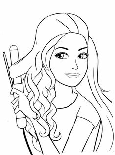 a girl with long hair holding a brush