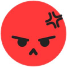 a red circle with an angry face drawn in it's center and eyes closed