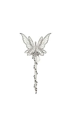 a drawing of a key with wings on it