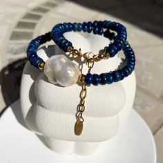 Lapis Lazuli Beaded Necklace With Baroque Pearl, Delicate Necklace, Blue and Gold, Handmade Gemstone Jewelry, Gift for Her - Etsy Spain Adjustable Baroque Pearl Jewelry With Natural Stones, Gift Jewelry With Polished Baroque Pearl Beads, Baroque Pearl Necklace With Natural Stones And Round Beads, Lapis Lazuli Gemstone Beads Pearl Necklace, Pearl Necklace With Lapis Lazuli Gemstone Beads, Baroque Pearl Beaded Necklaces With Round Beads, Beaded Baroque Pearl Jewelry, Handmade Baroque Pearl Necklaces With Round Beads, Handmade Baroque Pearl Bracelets With Round Beads