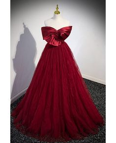 Get 10% off now! Buy burgundy pleated satin and tulle evening dress for formal at cheap price online. Free stable shipping and pro custom service since 2009. Champagne Ball Gown, Off The Shoulder Prom Dress, Prom Dresses Burgundy, Prom Dress Burgundy, Short Sleeve Wedding Dress, Red Gown, Tulle Evening Dress, Gown Plus Size, Shades Of Burgundy